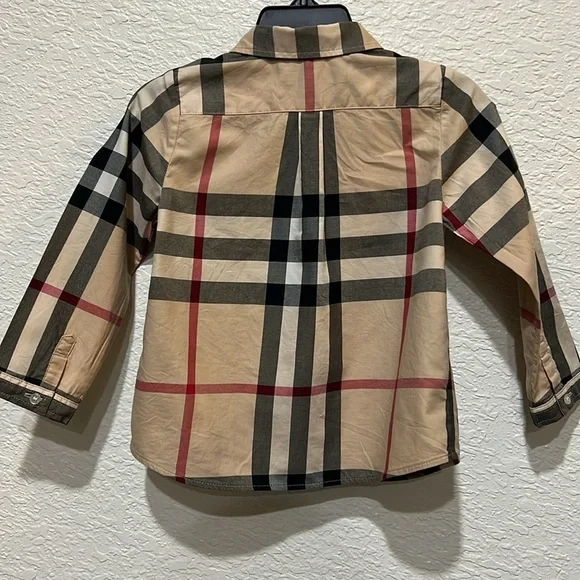 Authentic Burberry Check long sleeve button down shirt size 2Y - Picture 5 of 7
